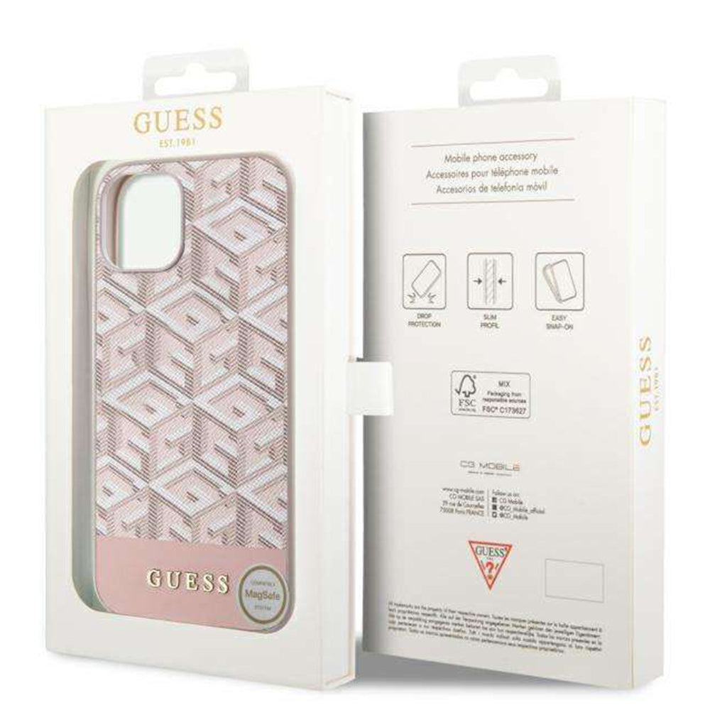 Guess - GCube Stripes MagSafe (GUHMP14SHGCFSEP) - iPhone 14 - Pink