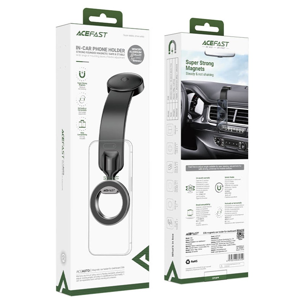 Acefast - Car Holder (D36) - Magnetic Grip, 360° Rotation, for Dashboard - Black
