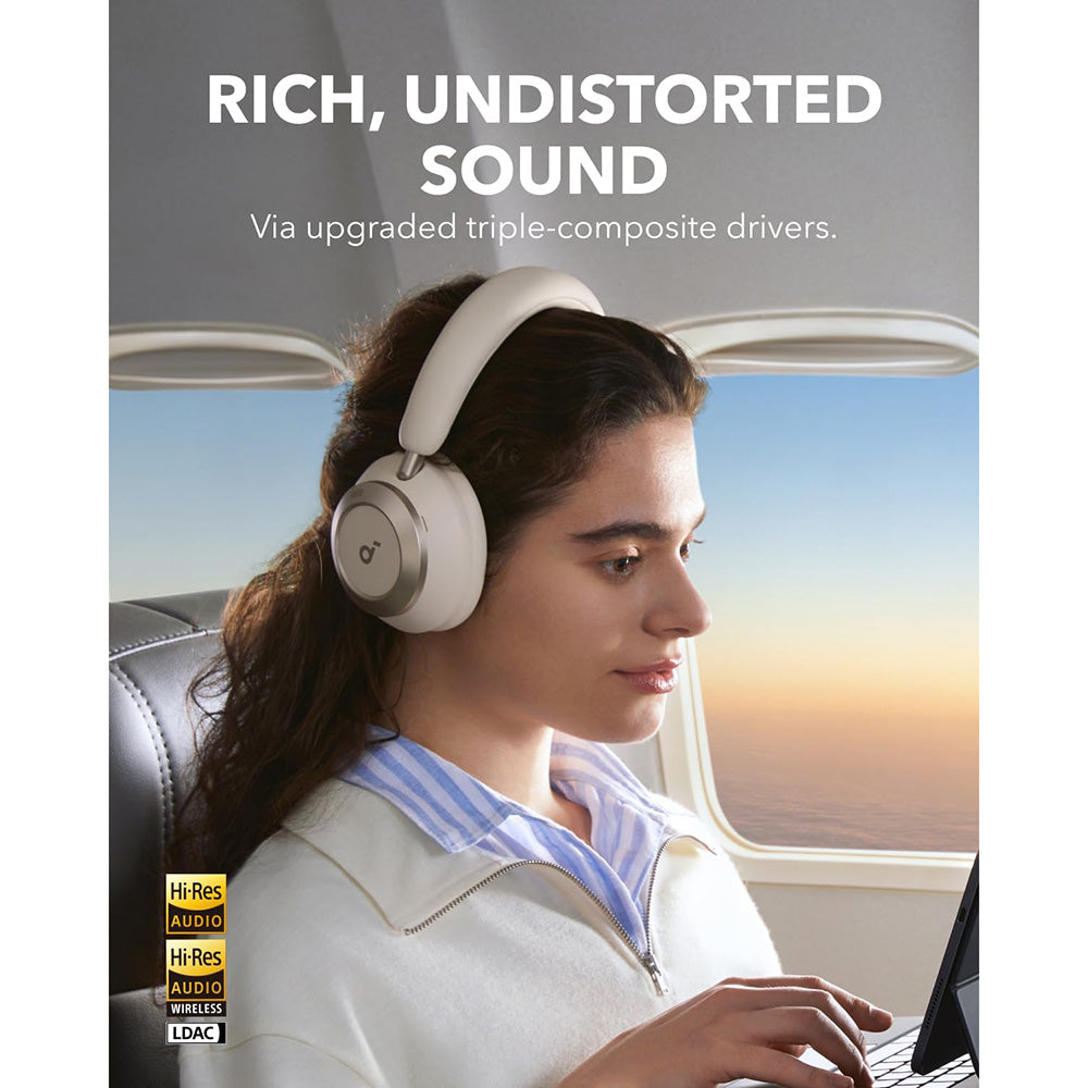 Anker - Wireless Headphones SoundCore Space One Pro (A3062G21) - Bluetooth 5.3, Active Noise Cancelling, Hi-Res - White