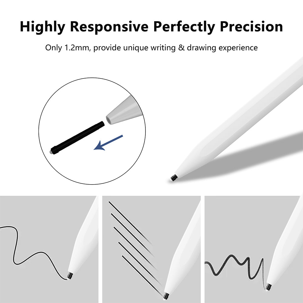 Techsuit - Stylus Pen (A580S) - for iPad, Bluetooth, Type-C, 130mAh, 5V, Palm Rejection, Microsoft Nib, Mute Writing - W