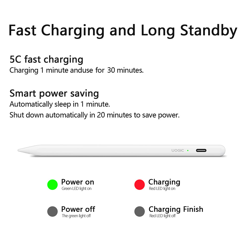 Techsuit - Stylus Pen (AC10-CP) - for iPad, Bluetooth, Type-C, Palm Rejection, Tilt Pressure Sense, 130mAh, 5V, 0.2A - W