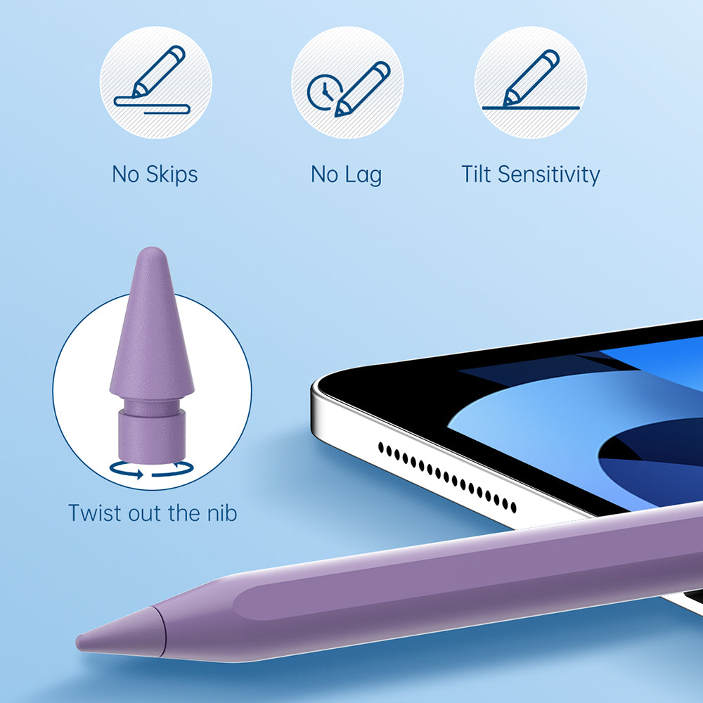 Techsuit - Stylus Pen (AC10SH) - for iPad, Bluetooth, Type-C, 125mAh, Palm Rejection, Replaceable Apple Nib - Black Diam