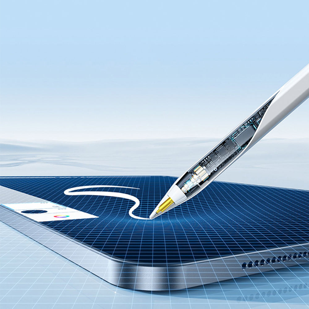 Techsuit - Stylus Pen (AC20-Pro) - for iPad, Bluetooth, Magnetic Charging, Palm Rejection, 70mAh, 5V - White