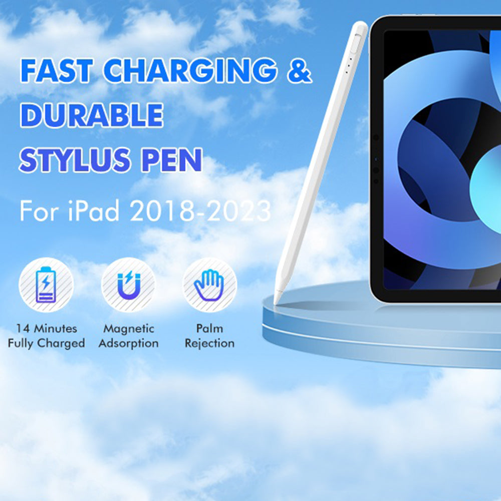 Techsuit - Stylus Pen (AX10-T) - for iPad, Type-C, Palm Rejection, Tilt Sensitivity, Side Adsorption, 125mAh - White