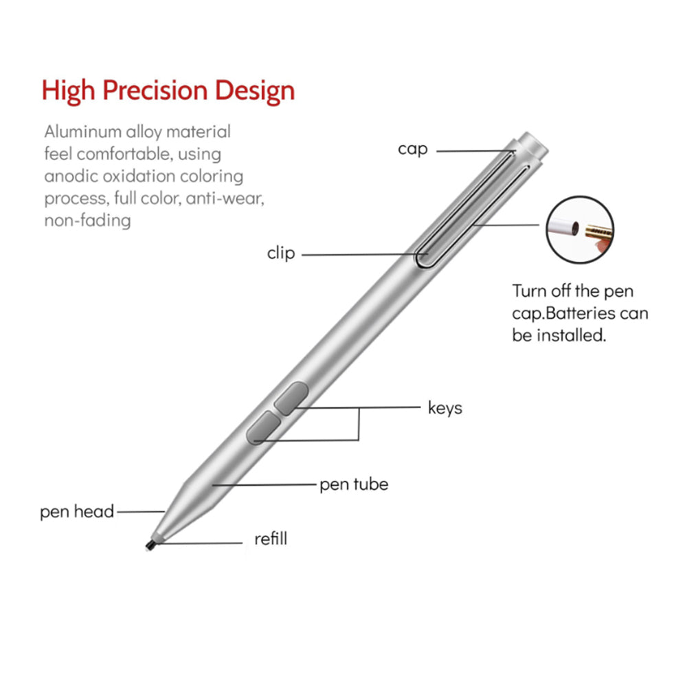 Techsuit - Stylus Pen (F94S) - for Microsoft Surface, Active, Educational Pen, Palm Rejection, AAAA Battery, MPP1.51 - B
