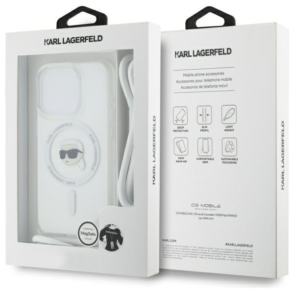 Karl Lagerfeld - IML Crossbody MagSafe (KLHMP16LHCKHNT) - iPhone 16 Pro - Transparent Karl Head