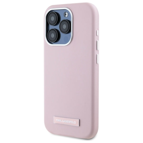 Karl Lagerfeld - Leather MagSafe (KLHMP15XPGMSRPP) - iPhone 15 Pro Max - Pink FW Metal Plate