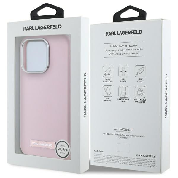 Karl Lagerfeld - Leather MagSafe (KLHMP15XPGMSRPP) - iPhone 15 Pro Max - Pink FW Metal Plate