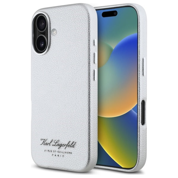 Karl Lagerfeld - Hardcase Leather Hotel (KLHCP16SPGWCMKHG) - iPhone 16 - Grey RSG