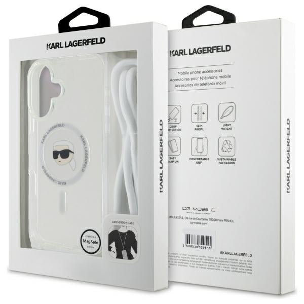 Karl Lagerfeld - IML Crossbody MagSafe (KLHMP16SHCKHNT) - iPhone 16 - Transparent Karl Head