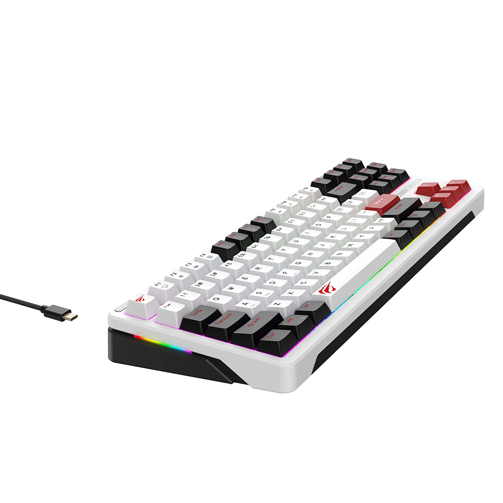 Havit - Gaming Keyboard (KB902L) - USB-C, with RGB Lights, 1.8m, 200mA - Black / White / Red