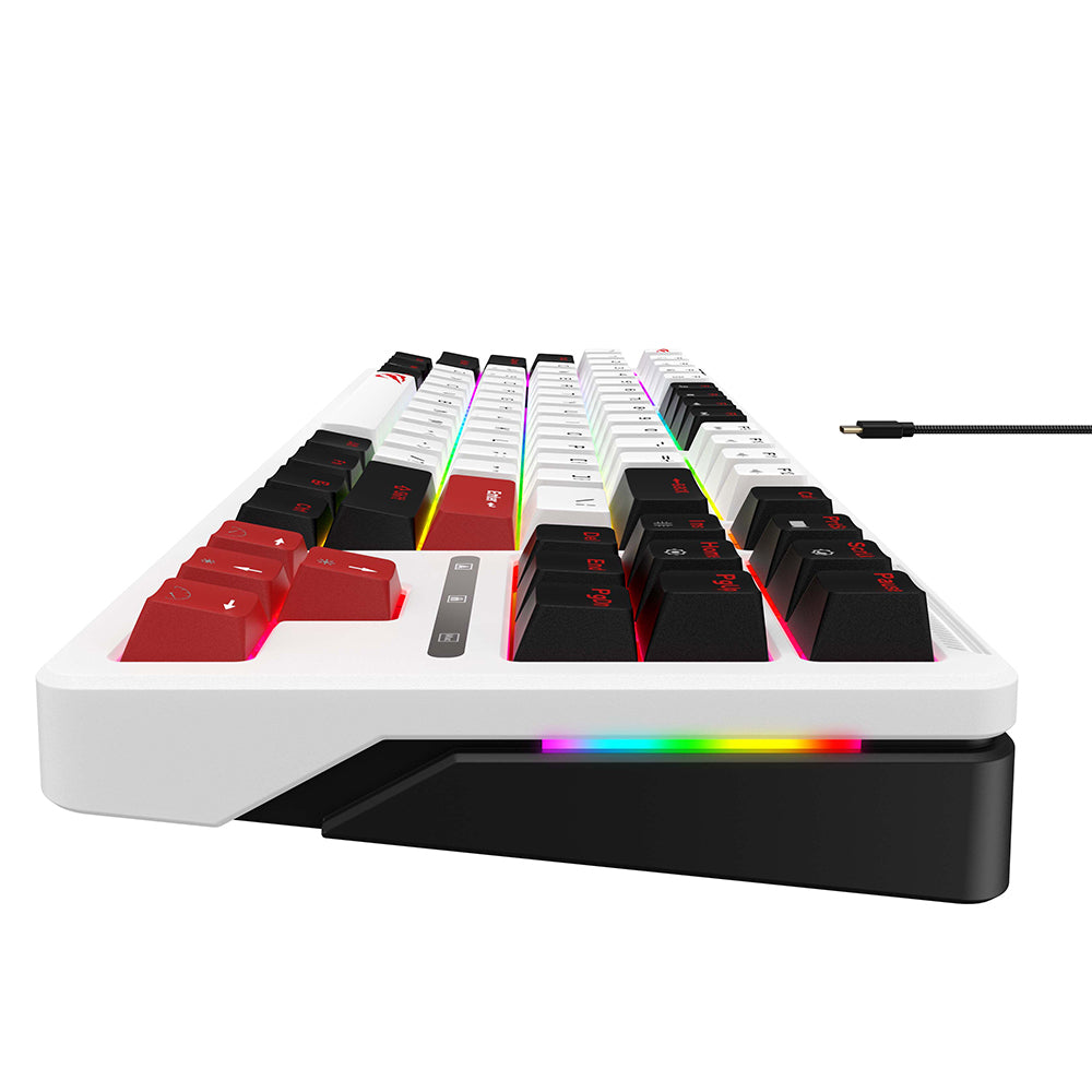 Havit - Gaming Keyboard (KB902L) - USB-C, with RGB Lights, 1.8m, 200mA - Black / White / Red