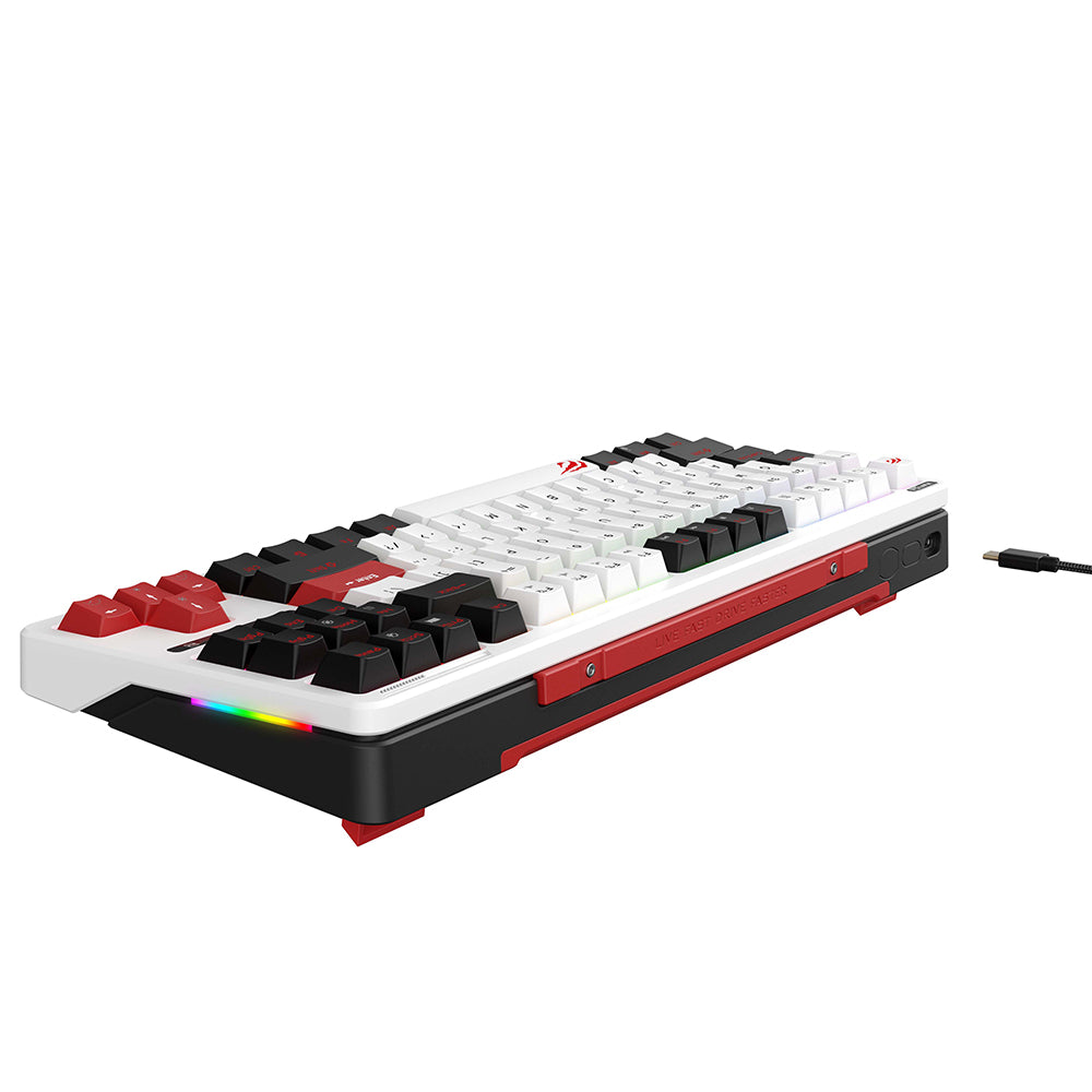 Havit - Gaming Keyboard (KB902L) - USB-C, with RGB Lights, 1.8m, 200mA - Black / White / Red