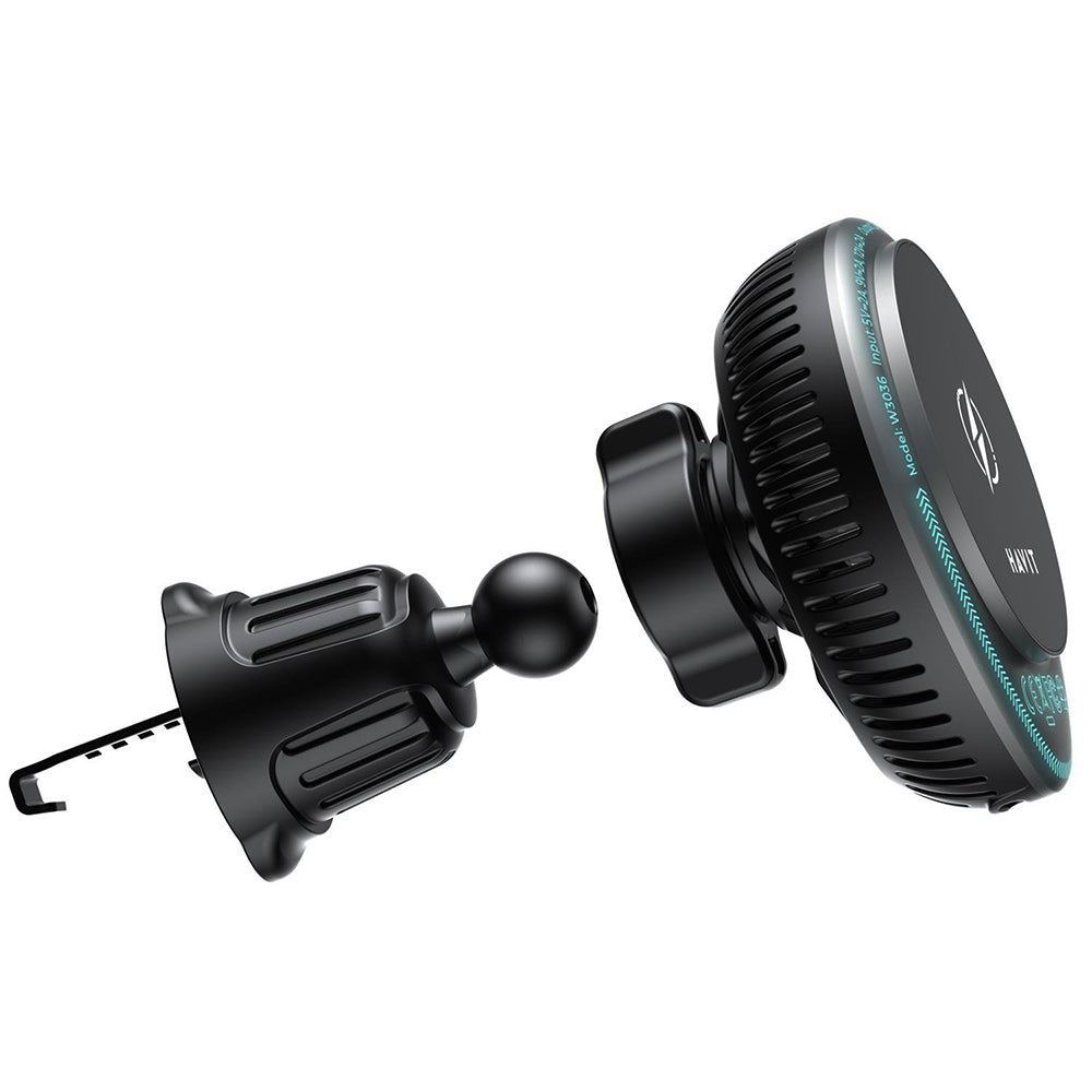 Havit - Car Holder with Wireless Charging (W3036) - with Cooler, for Air Vent, 15W - Black
