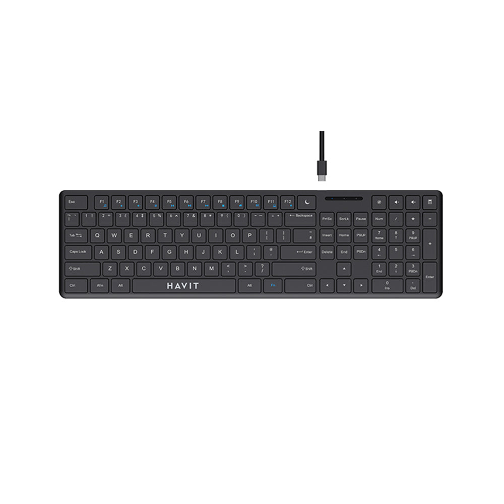 Havit - Wired Keyboard (KB252) - USB-C, 300mA, 1.5m, 5V - Black