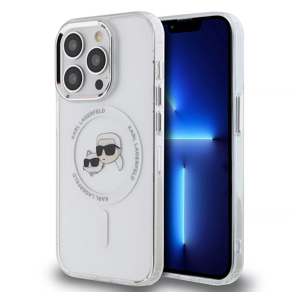 Karl Lagerfeld - IML MagSafe (KLHMP15LHLSKCH) - iPhone 15 Pro - White Metal Karl&Choupette Head