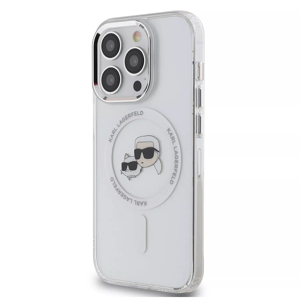 Karl Lagerfeld - IML MagSafe (KLHMP15LHLSKCH) - iPhone 15 Pro - White Metal Karl&Choupette Head