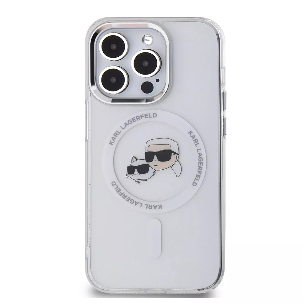 Karl Lagerfeld - IML MagSafe (KLHMP15LHLSKCH) - iPhone 15 Pro - White Metal Karl&Choupette Head