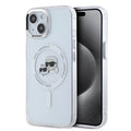 Karl Lagerfeld Husa de protectie Karl Lagerfeld IML MagSafe (KLHMP15SHLSKCH) compatibil cu iPhone 15, Alb Metal Karl&Cho