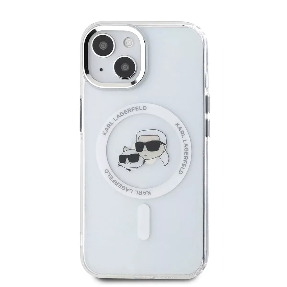 Karl Lagerfeld Husa de protectie Karl Lagerfeld IML MagSafe (KLHMP15SHLSKCH) compatibil cu iPhone 15, Alb Metal Karl&Cho