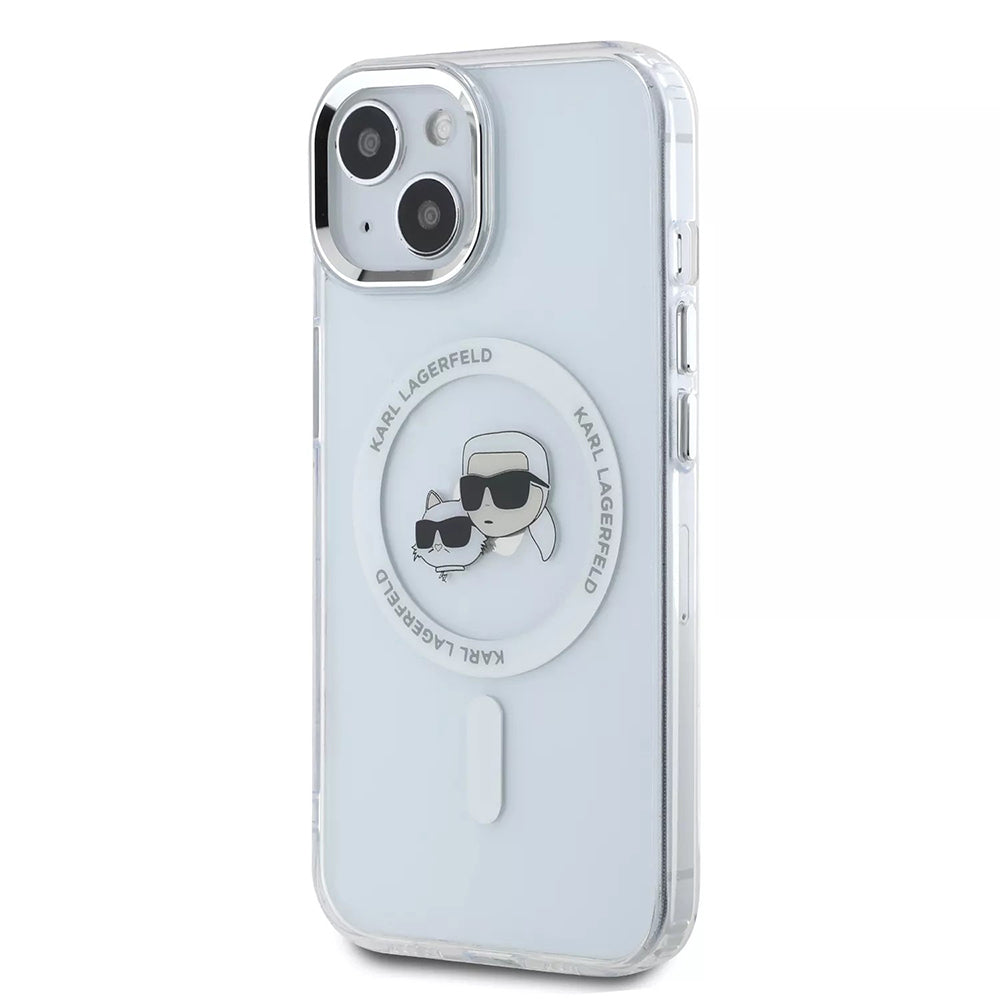Karl Lagerfeld Husa de protectie Karl Lagerfeld IML MagSafe (KLHMP15SHLSKCH) compatibil cu iPhone 15, Alb Metal Karl&Cho