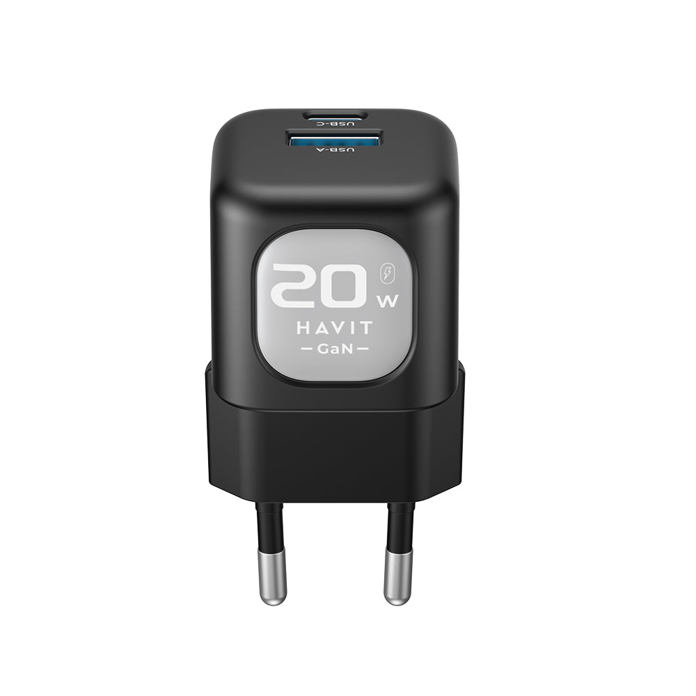 Havit - Wall Charger (UC220 EU) - USB, Type-C, GaN, 20W - Black / Gray