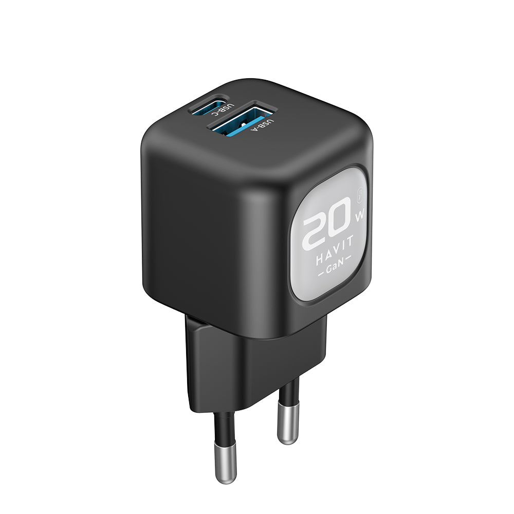 Havit - Wall Charger (UC220 EU) - USB, Type-C, GaN, 20W - Black / Gray