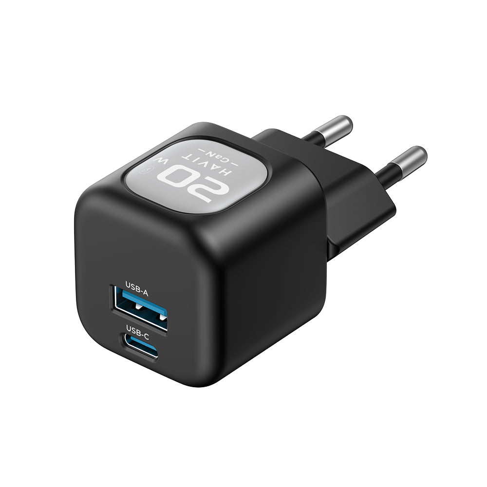 Havit - Wall Charger (UC220 EU) - USB, Type-C, GaN, 20W - Black / Gray