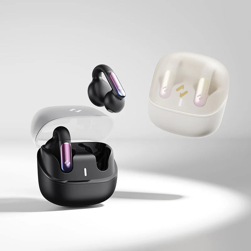 Havit - Wireless Earbuds (TW980) - for Sport, Open-Ear Clip, with Microphone, Bluetooth 5.3, TWS, USB-C, 400mAh - Beige