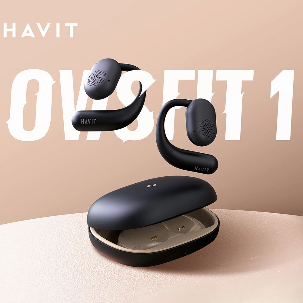 Havit - Wireless Earbuds (OWS914) - with Microphone, Bluetooth 5.3, True Wireless Stereo, ENC, USB-C, 500mAh - Beige