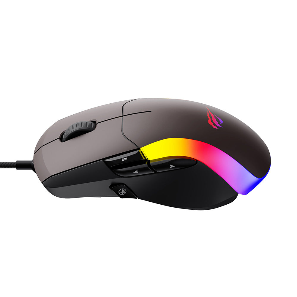 Havit - Wired Gaming Mouse (MS959S) - with RGB Lights, 1200/2400/3200/4800/6400/8000 DPI, 1.6m, 5V - Black / Ochre