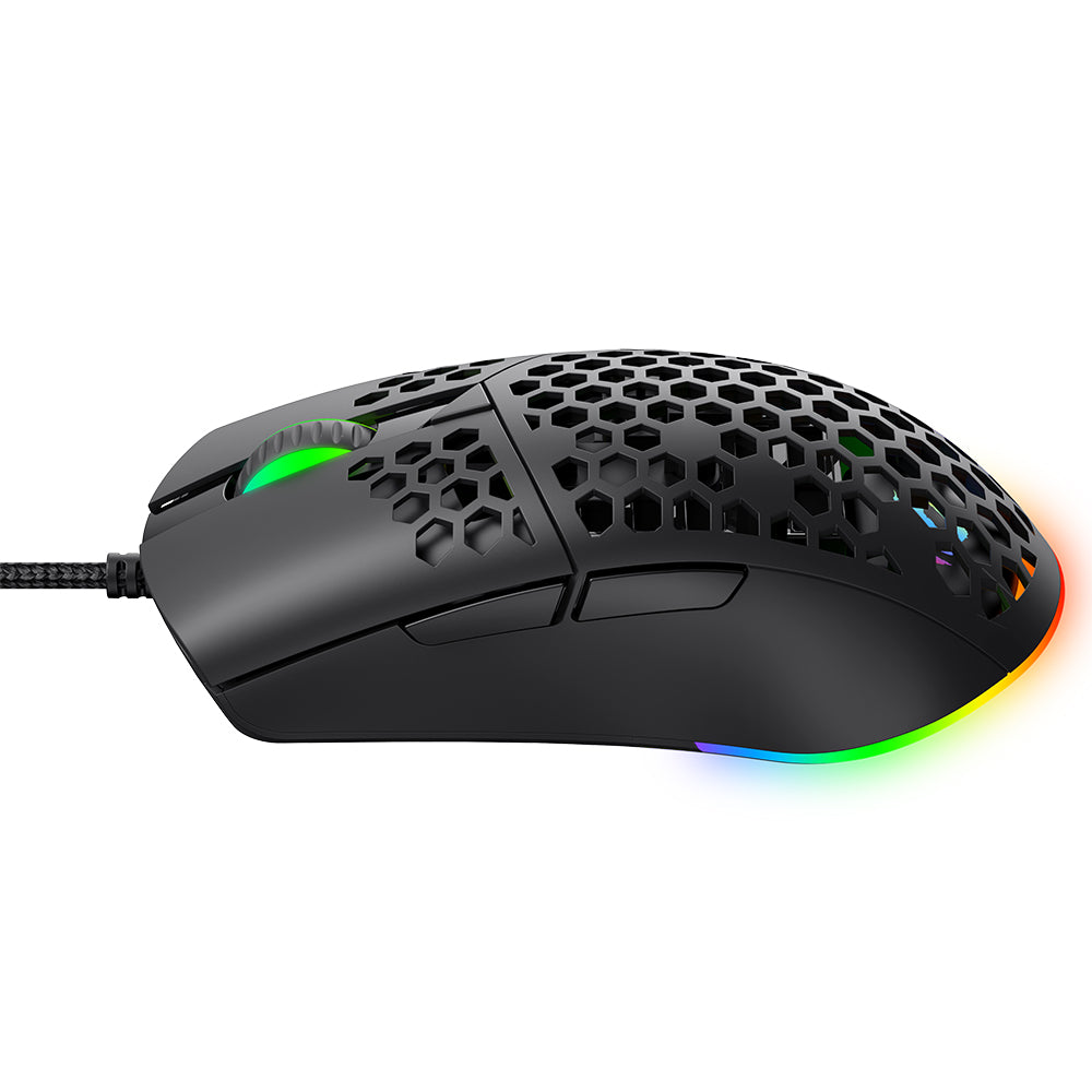 Havit - Wired Gaming Mouse (MS1036) - with RGB Lights, 1200/1600/2400/4800/6400/7200 DPI, 1.6m, 5V - Black