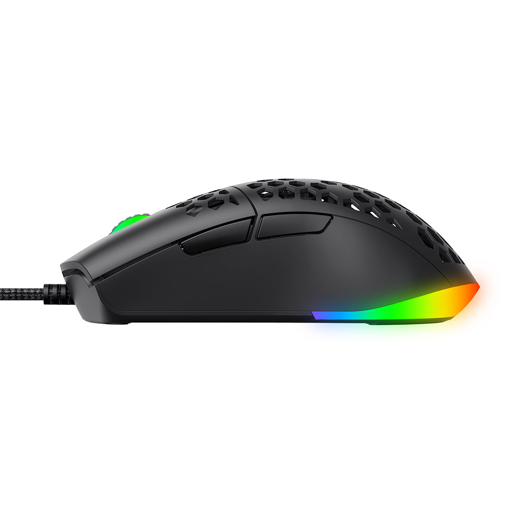 Havit - Wired Gaming Mouse (MS1036) - with RGB Lights, 1200/1600/2400/4800/6400/7200 DPI, 1.6m, 5V - Black
