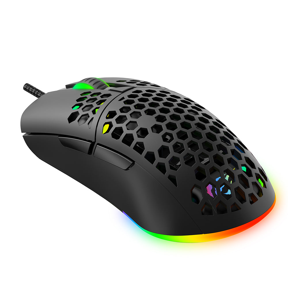 Havit - Wired Gaming Mouse (MS1036) - with RGB Lights, 1200/1600/2400/4800/6400/7200 DPI, 1.6m, 5V - Black