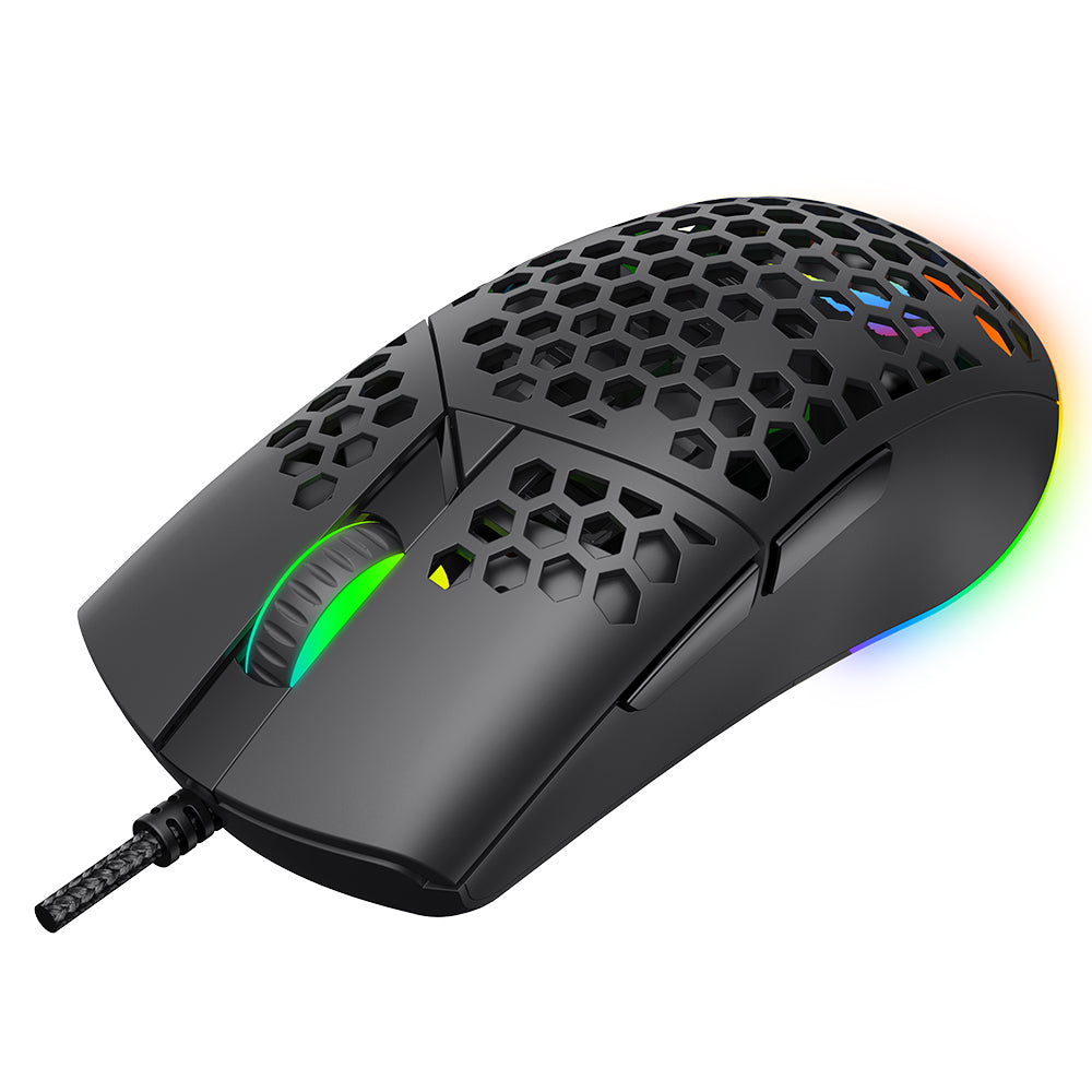 Havit - Wired Gaming Mouse (MS1036) - with RGB Lights, 1200/1600/2400/4800/6400/7200 DPI, 1.6m, 5V - Black