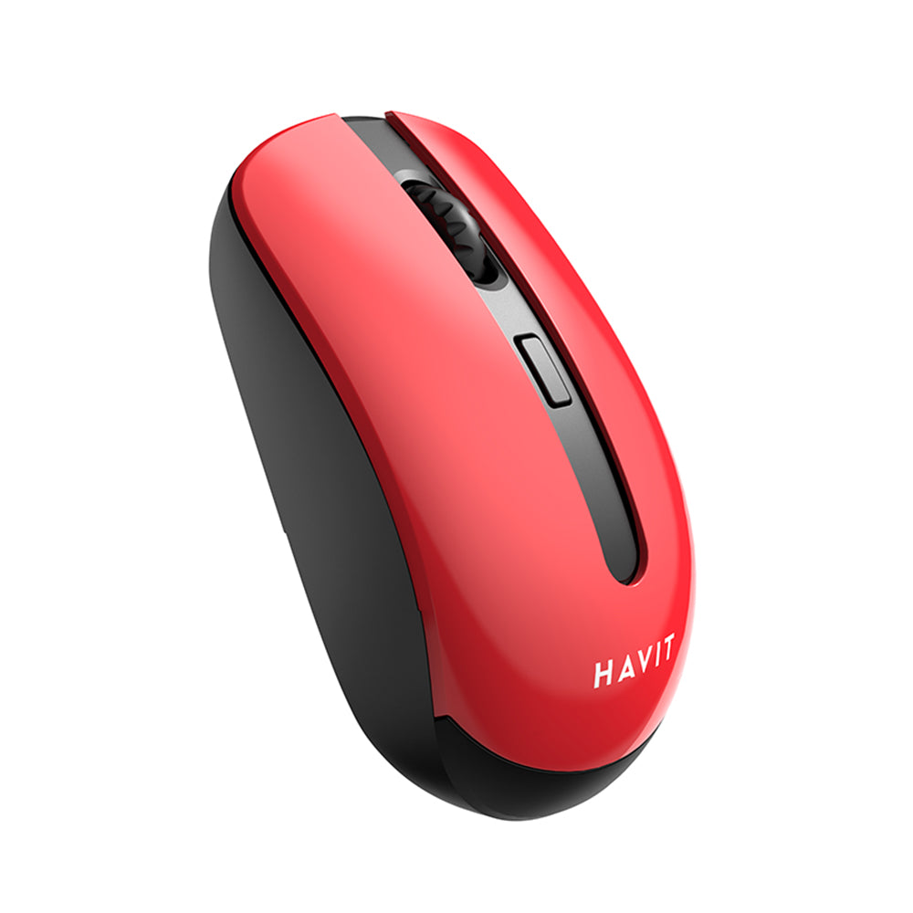Havit - Wireless Mouse (MS989GT) - 2.4GHz, 800-1200-1600 DPI, AA Battery - Black / Red