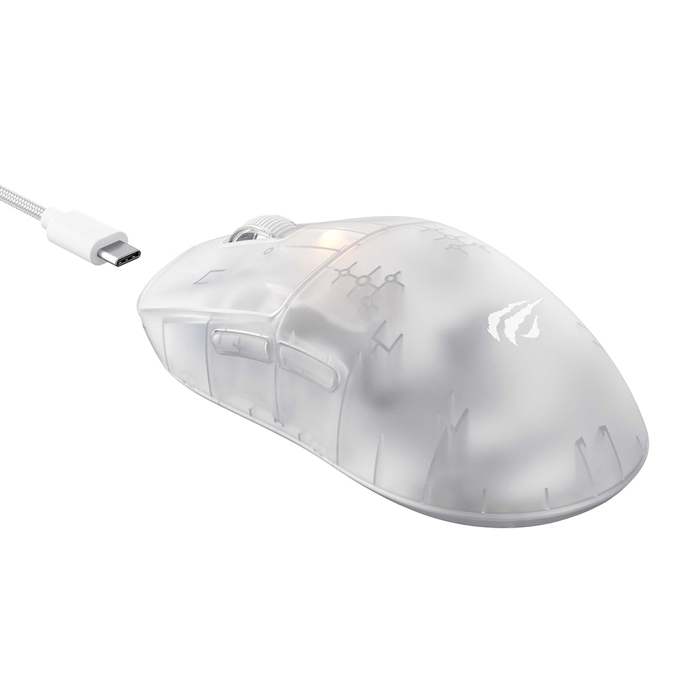 Havit - Wireless Gaming Mouse (MS970WB Pro) - 2.4GHz, 800/1600/2400/3200/6400/12000 DPI, 300mAh - Transparent White