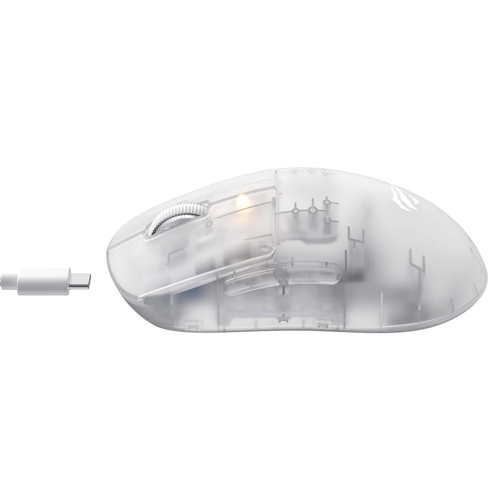 Havit - Wireless Gaming Mouse (MS970WB Pro) - 2.4GHz, 800/1600/2400/3200/6400/12000 DPI, 300mAh - Transparent White
