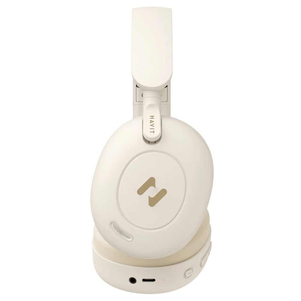 Havit - Wireless Headphones (H655BT Pro) - with Case, Bluetooth 5.3, Noise Cancelling, Multipoint, Hi-Res, 700mAh - Beig