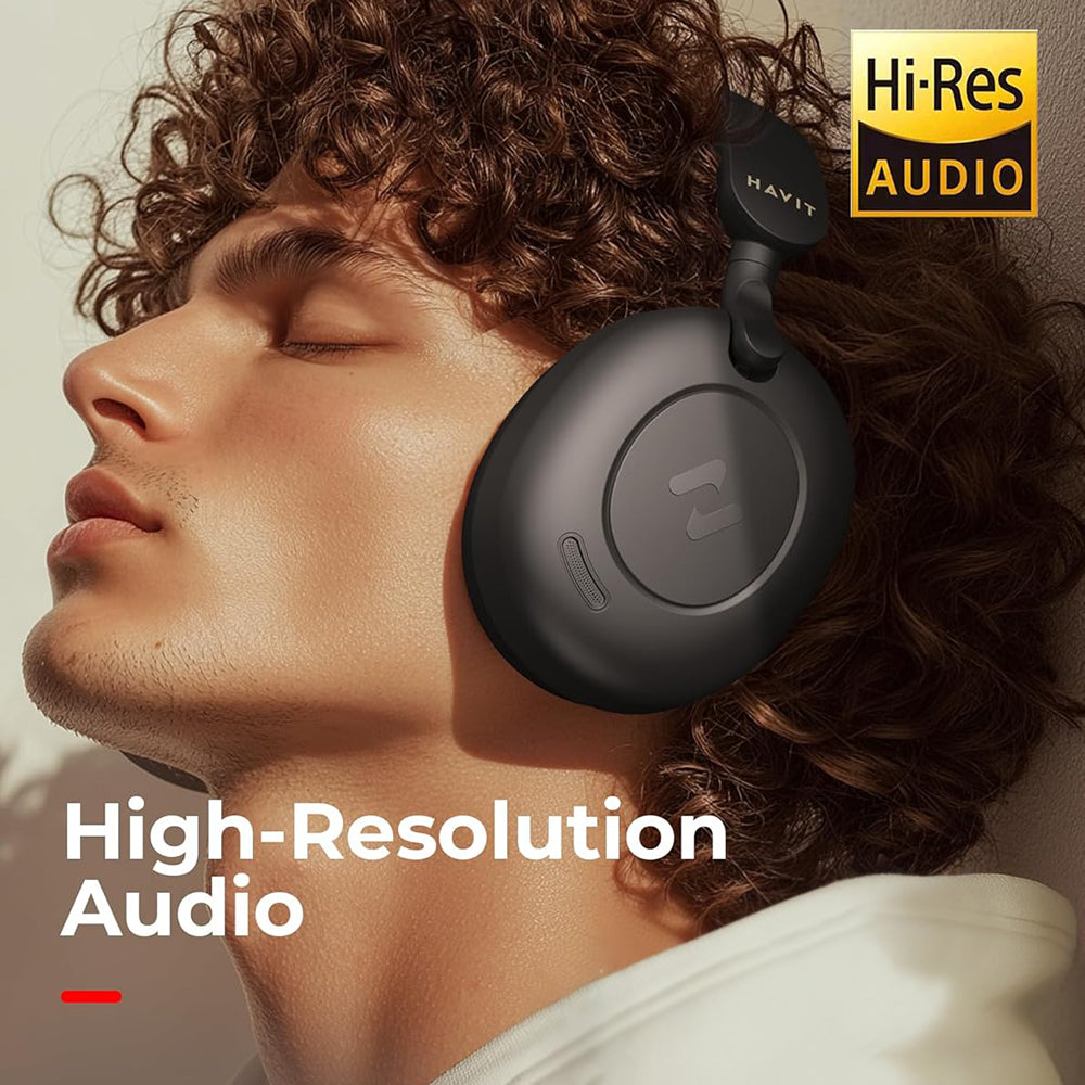 Havit - Wireless Headphones (H655BT) - On-ear, Bluetooth 5.3, Hybrid Active Nosie Cancelling, 700mAh, Foldable, USB-C - 