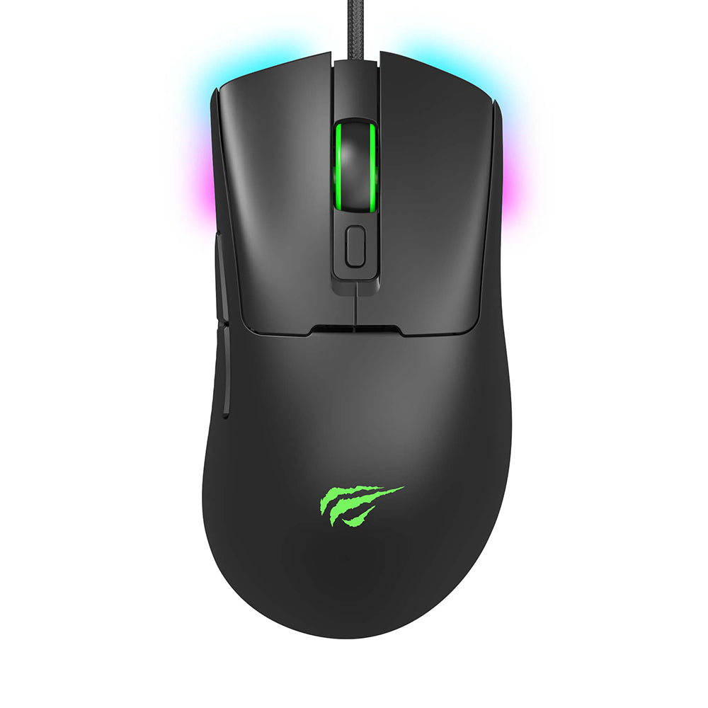 Havit - Wired Gaming Mouse (MS966) - with RGB Lights, 800/1600/3200/6400/8000/12000 DPI, 1.6m, 5V - Black