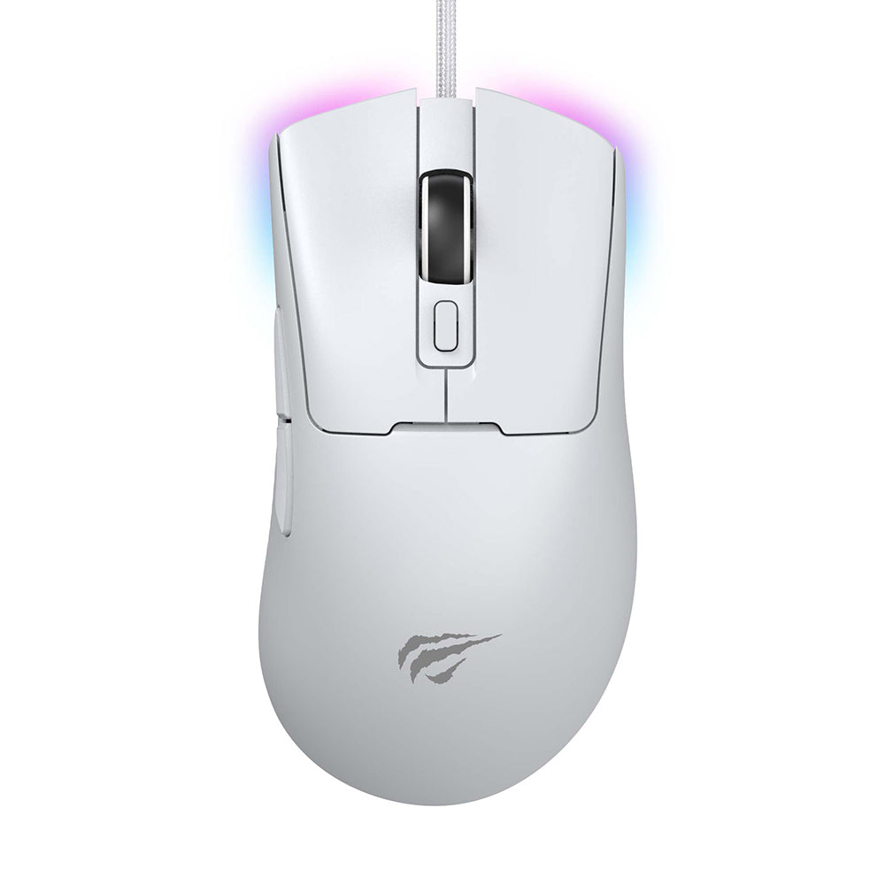 Havit - Wired Gaming Mouse (MS966) - with RGB Lights, 800/1600/3200/6400/8000/12000 DPI, 1.6m, 5V - White