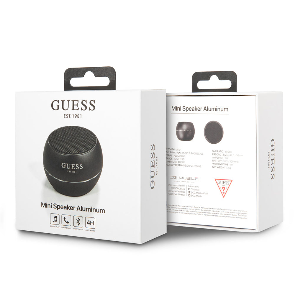 Guess - Wireless Mini Speaker (GUWSALGEK) - Bluetooth 5.0, 3W, 300mAh, 4H - Black