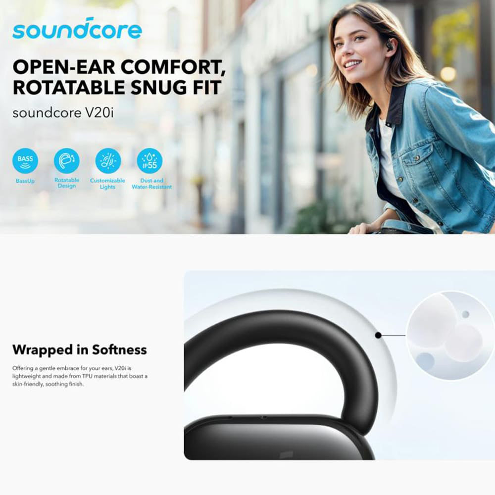 Anker - Wireless Earbuds SoundCore V20i (A3876G21) - for Sport, Bluetooth 5.3, IP55 - White