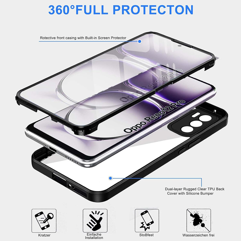 TechSuit Folie de protectie Techsuit ColorVerse 360 Series + compatibil cu Oppo Reno12 Pro, Negru – imagine 3