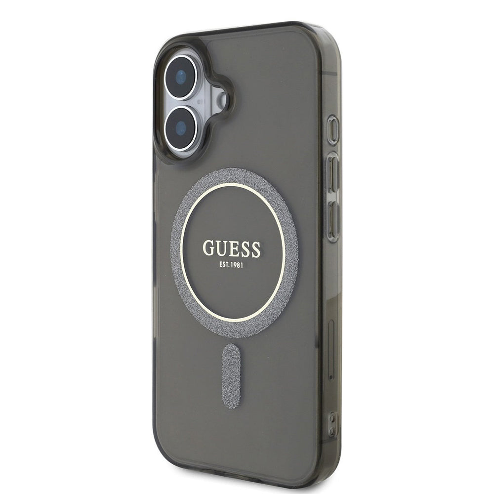 Guess - IML Glitter Circle MagSafe (GUHMP16MHFGEREK) - iPhone 16 Plus - Black