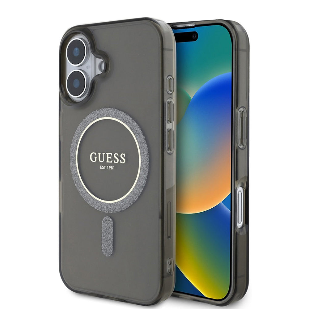 Guess - IML Glitter Circle MagSafe (GUHMP16MHFGEREK) - iPhone 16 Plus - Black