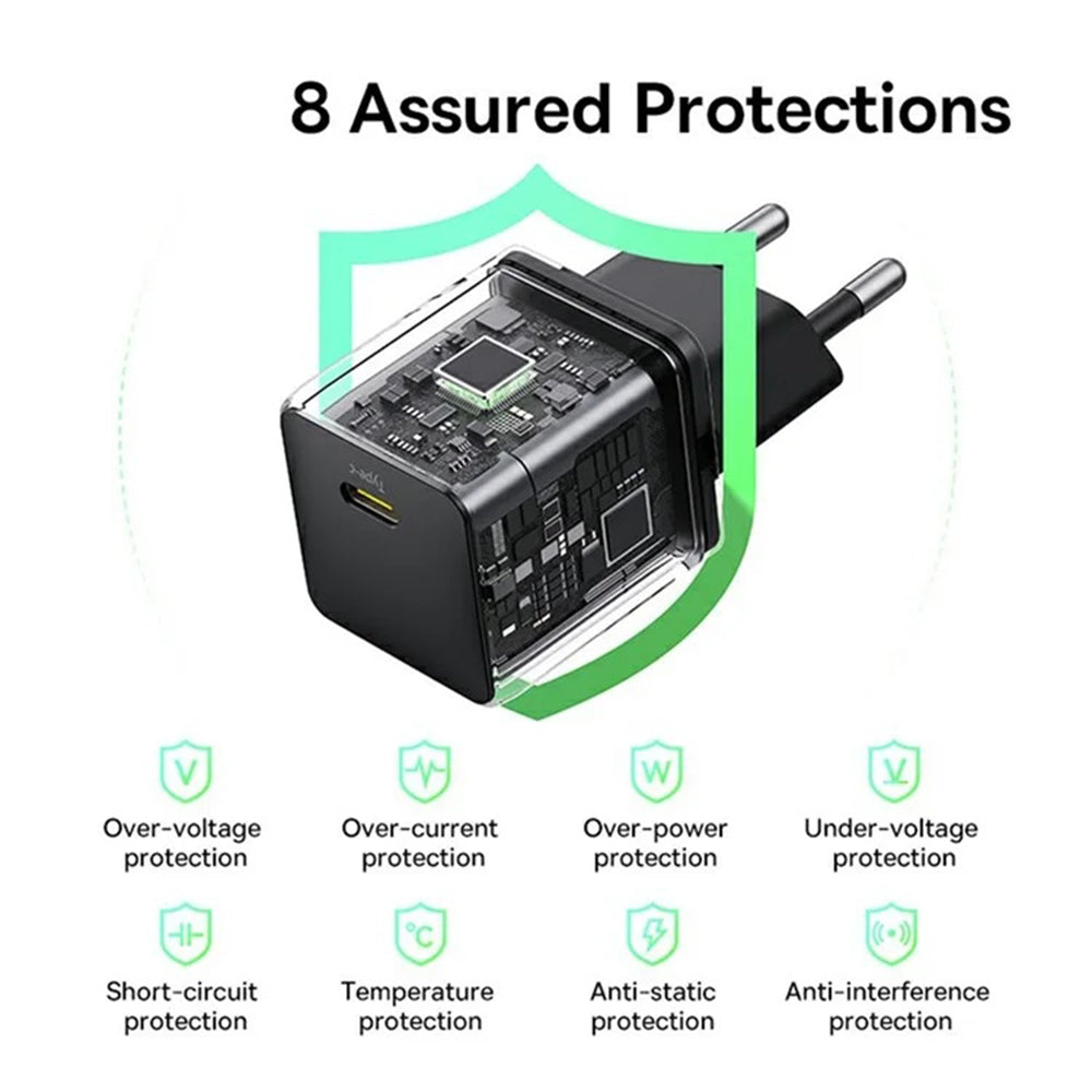 Incarcator Baseus (P10111602113-01), USB-C, PD 20W, 1m, Negru