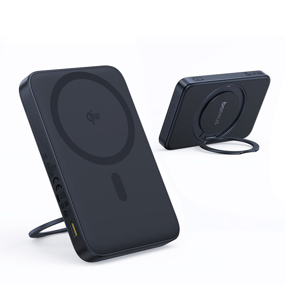 Baseus - Power Bank PicoGo (P10076802123-00) - Type-C, Qi2, Fast Charging, 20W, 5000mAh, Rotable Stand, Cable Type-C - B