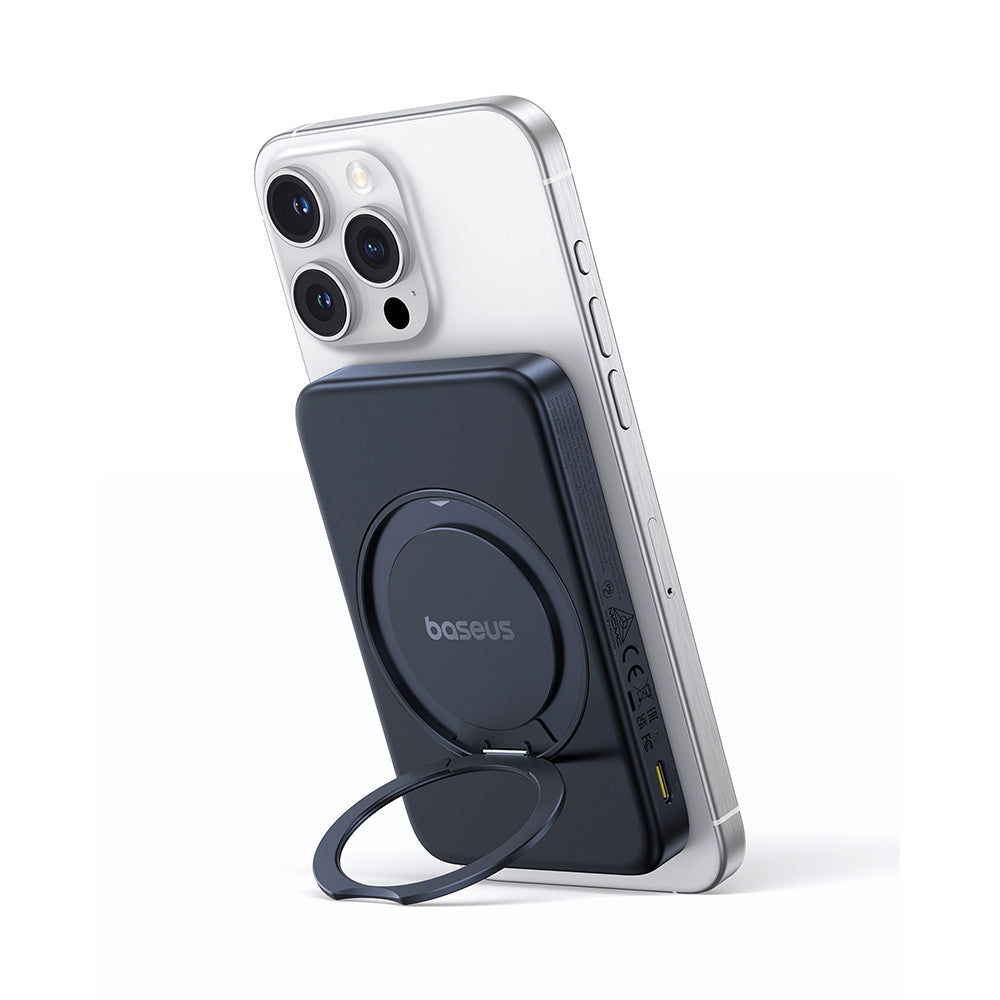 Baseus - Power Bank PicoGo (P10076802123-00) - Type-C, Qi2, Fast Charging, 20W, 5000mAh, Rotable Stand, Cable Type-C - B